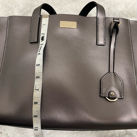 Kate Spade Gun Metal Tote Purse. 100% Cow Leather. - Picture 9 of 10